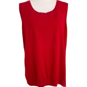 Talbots Women’s Sweater 1X Red Sleeveless Cotton Knit
